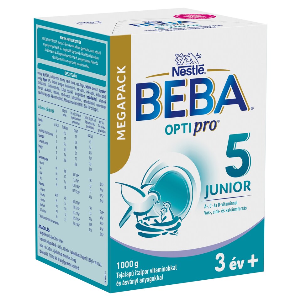 Beba Optipro 5 Junior tejalapú italpor vitaminokkal és ásványi anyagokkal 3 év+ 1000 g