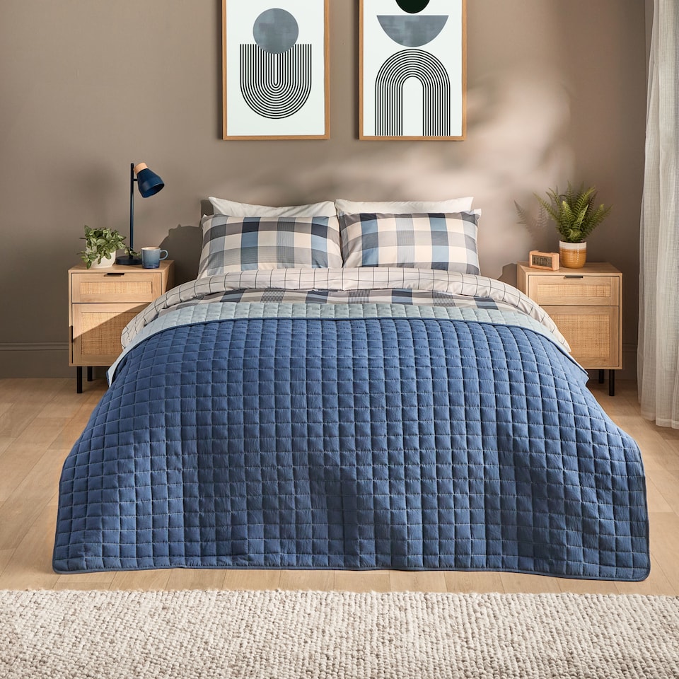 image 1 of Silentnight Supersoft Navy Quilted Bedspread