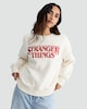 image 1 of Stranger Things Cotton Rich Slogan Sweatshirt in Cream
