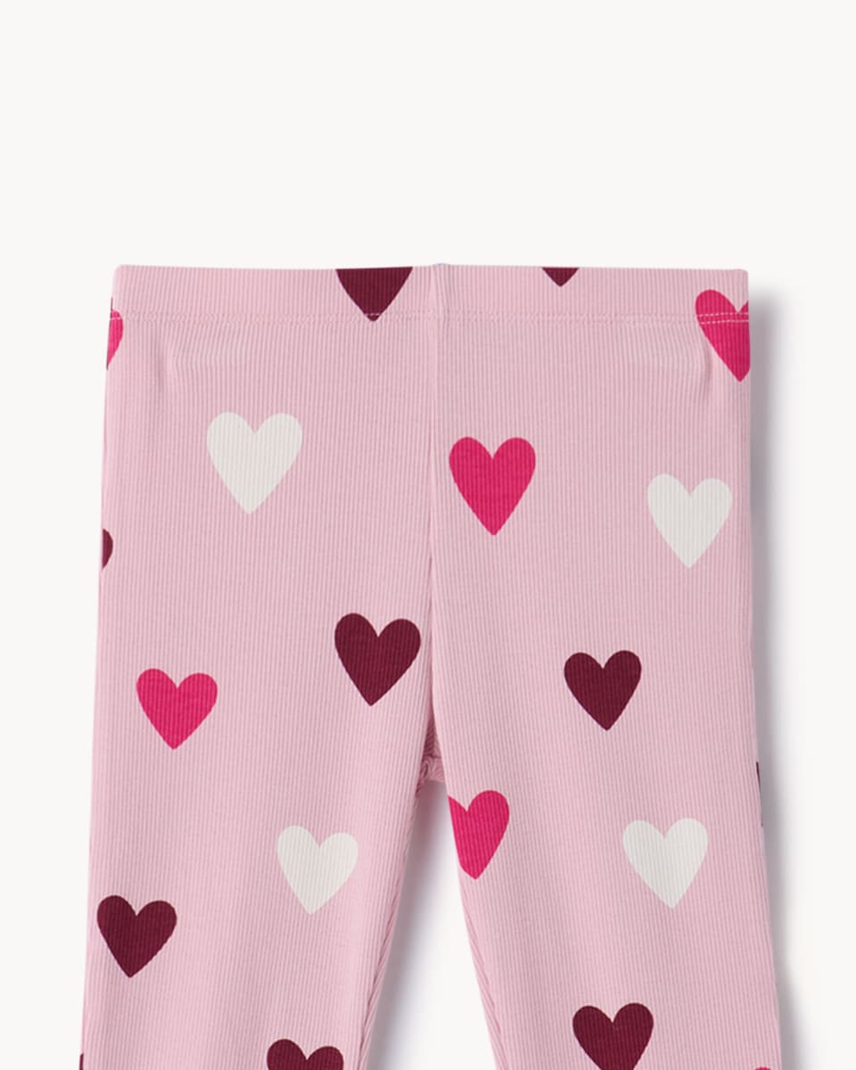 image 1 of F&F Girls Cotton Rich Heart Sweatshirt and Leggings Set in Multi Pink