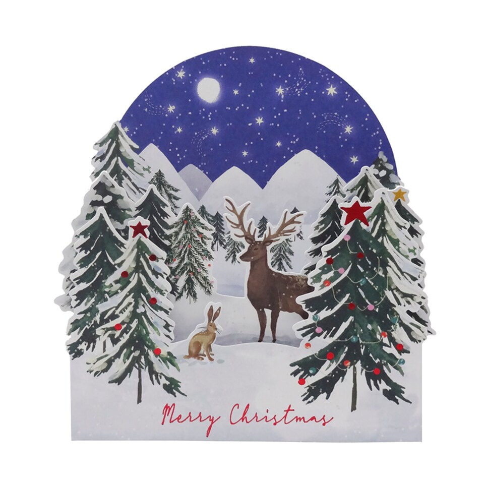 image 1 of Tesco Luxury 3D Stag Scene Cards 5 Pack