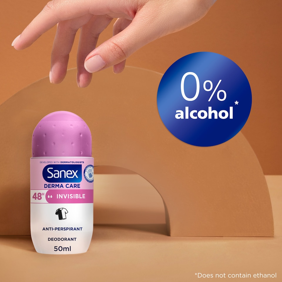 image 1 of Sanex Derma Care Invisible 48h Antiperspirant Roll-On Deodorant 50ml
