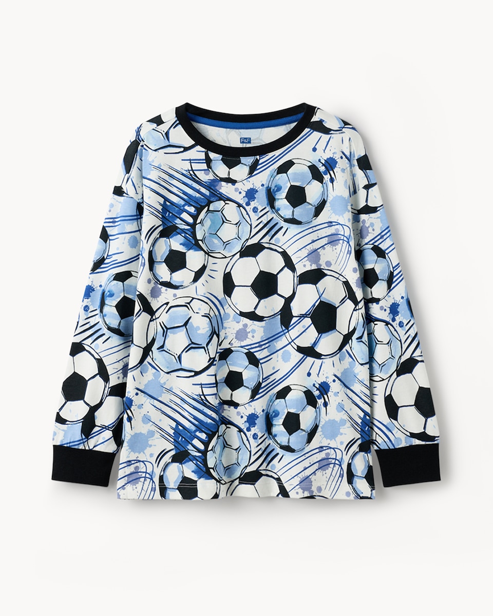 image 1 of F&F Boys Pure Cotton Football Pyjama Set in Multi