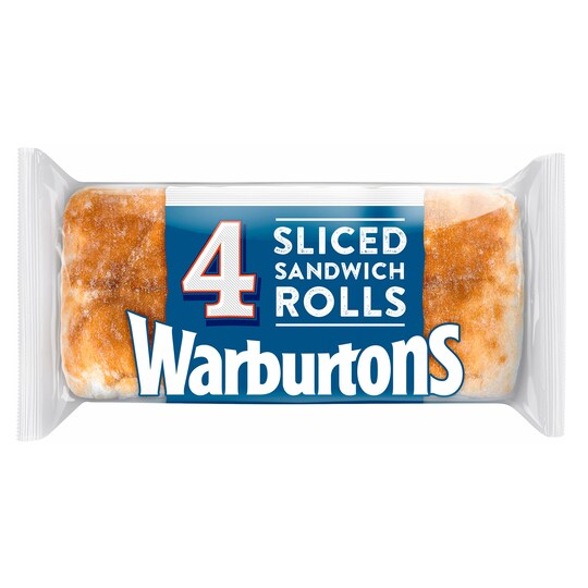 Warburtons 4 Sliced Sandwich Rolls Tesco Groceries