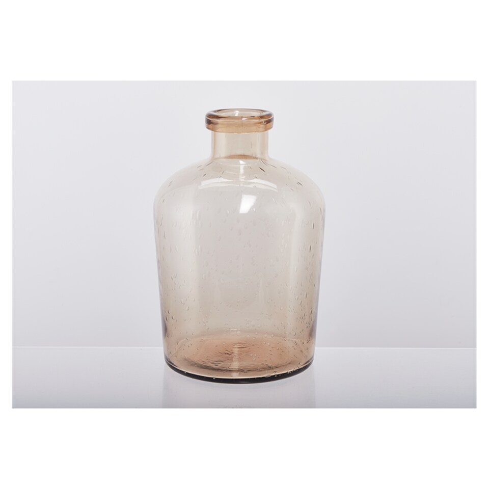 Fox & Ivy Amber Bubble Glass Bottle Vase