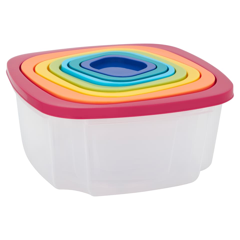image 1 of Tesco Rainbow Food Storage Set 7Pce