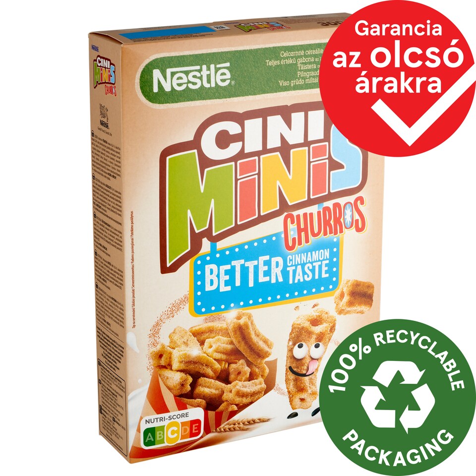 Nestlé Cini Minis Churros ropogós, fahéjas gabonapehely teljes kiőrlésű búzával 300 g