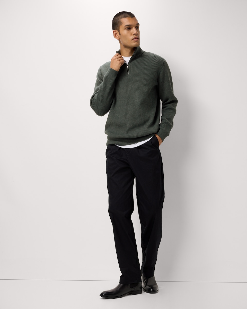 image 1 of F&F Ribbed Half Zip Jumper in Green