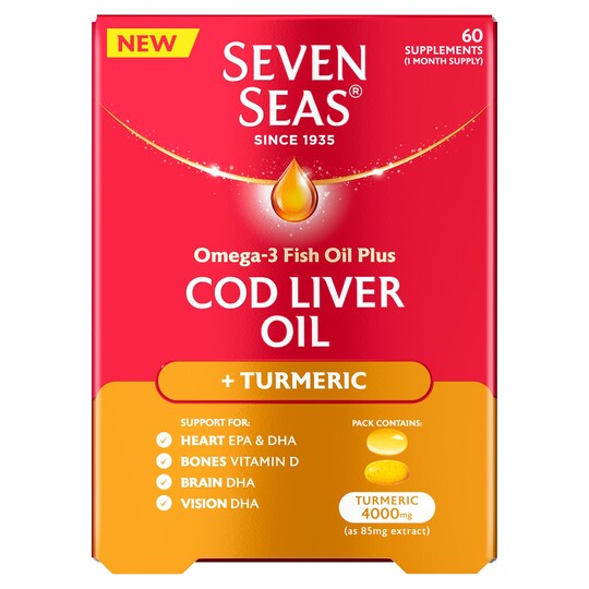 Seven Seas Supplement Cod Liver Oil Plus Turmeric Supplement 60 Pack