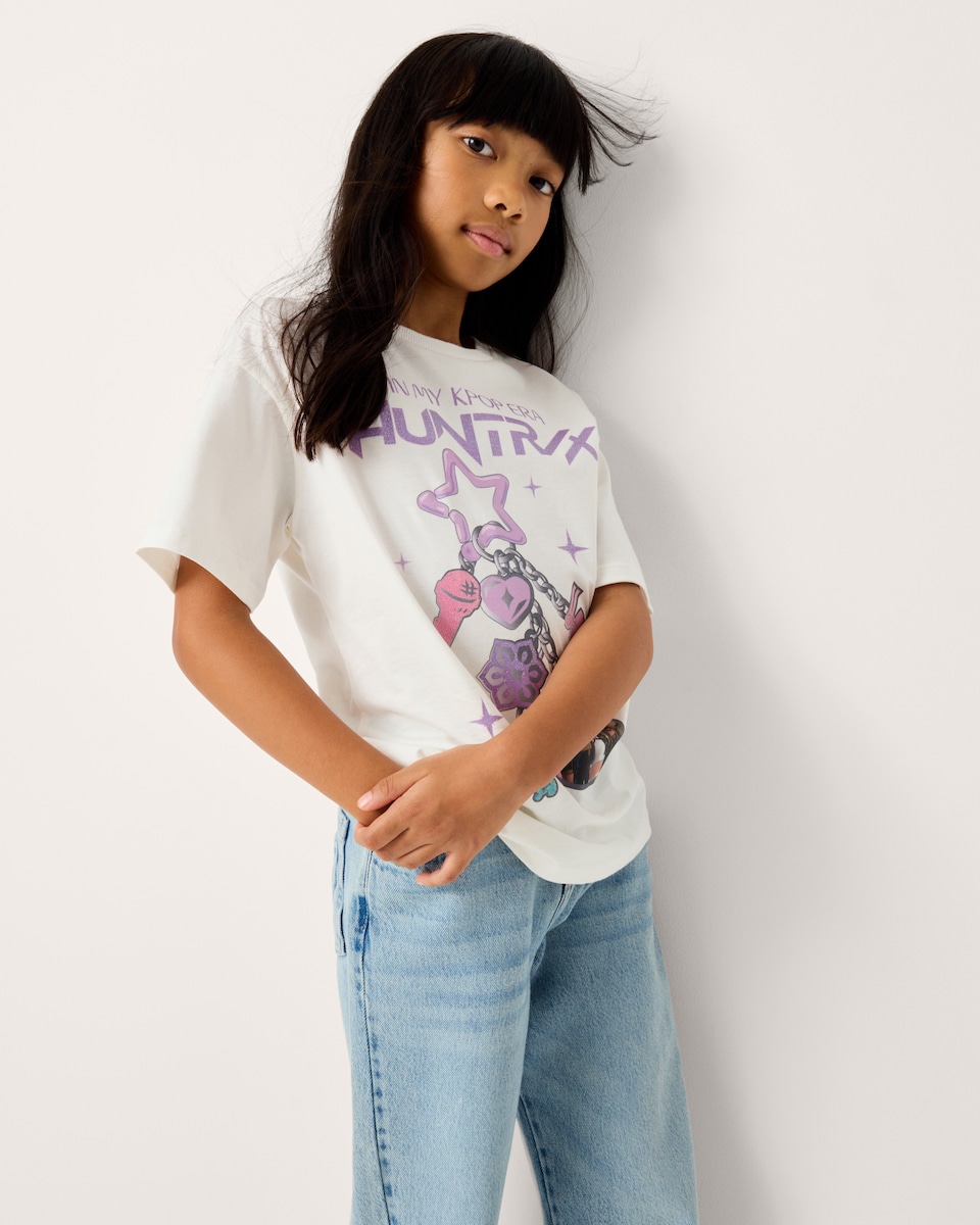 image 1 of K-Pop Demon Hunters Pure Cotton T-Shirt in Cream