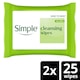 image 1 of Simple Cleansing Biodegradable Wipes 2X25 Pack