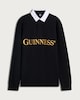 image 4 of Guinness Pure Cotton Embroidered Slogan Long Sleeved Rugby Shirt in Black
