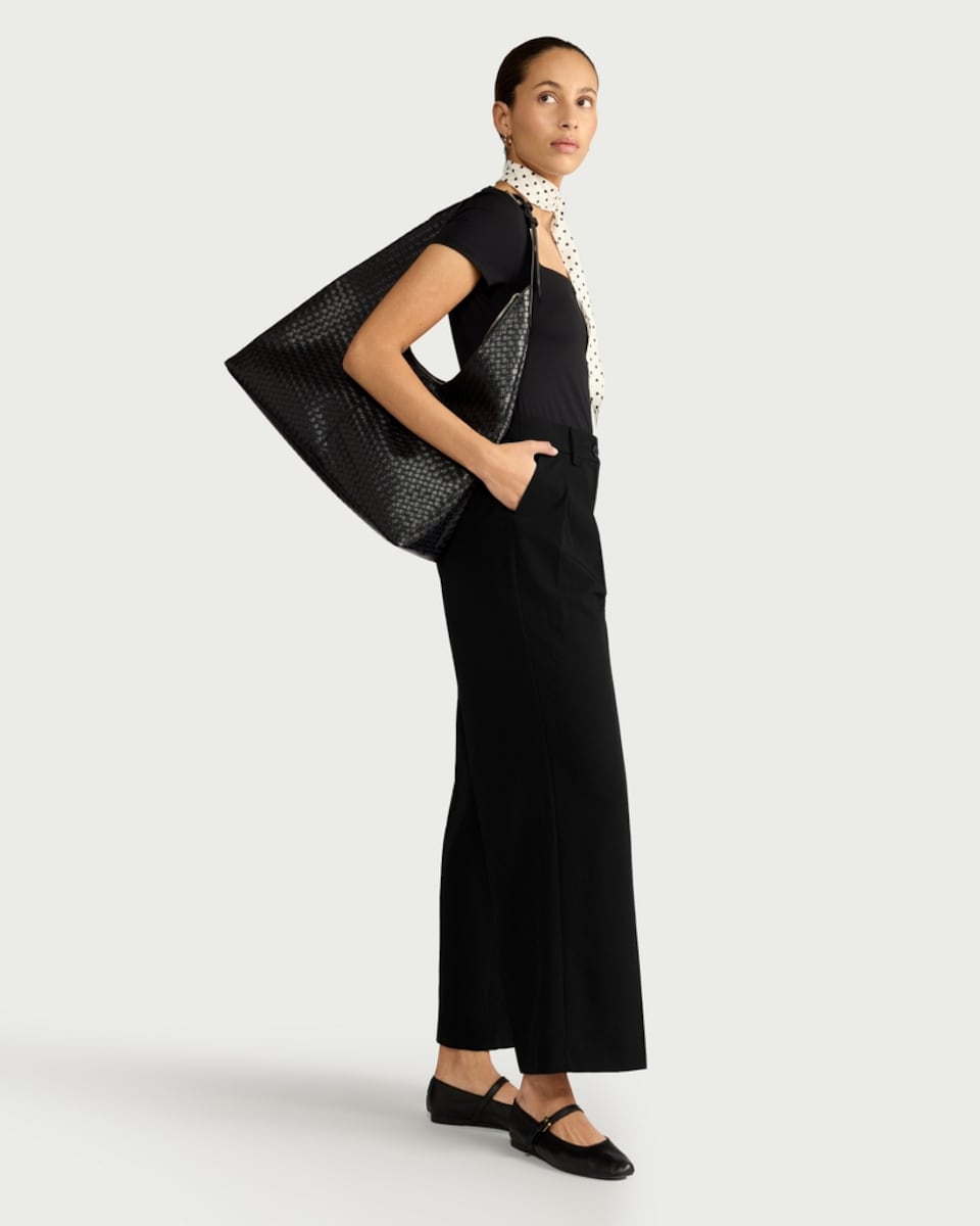 image 1 of F&F Wide Leg Pleated Trousers in Black