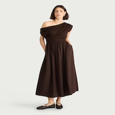 F&F Draped Midi Dress in Brown