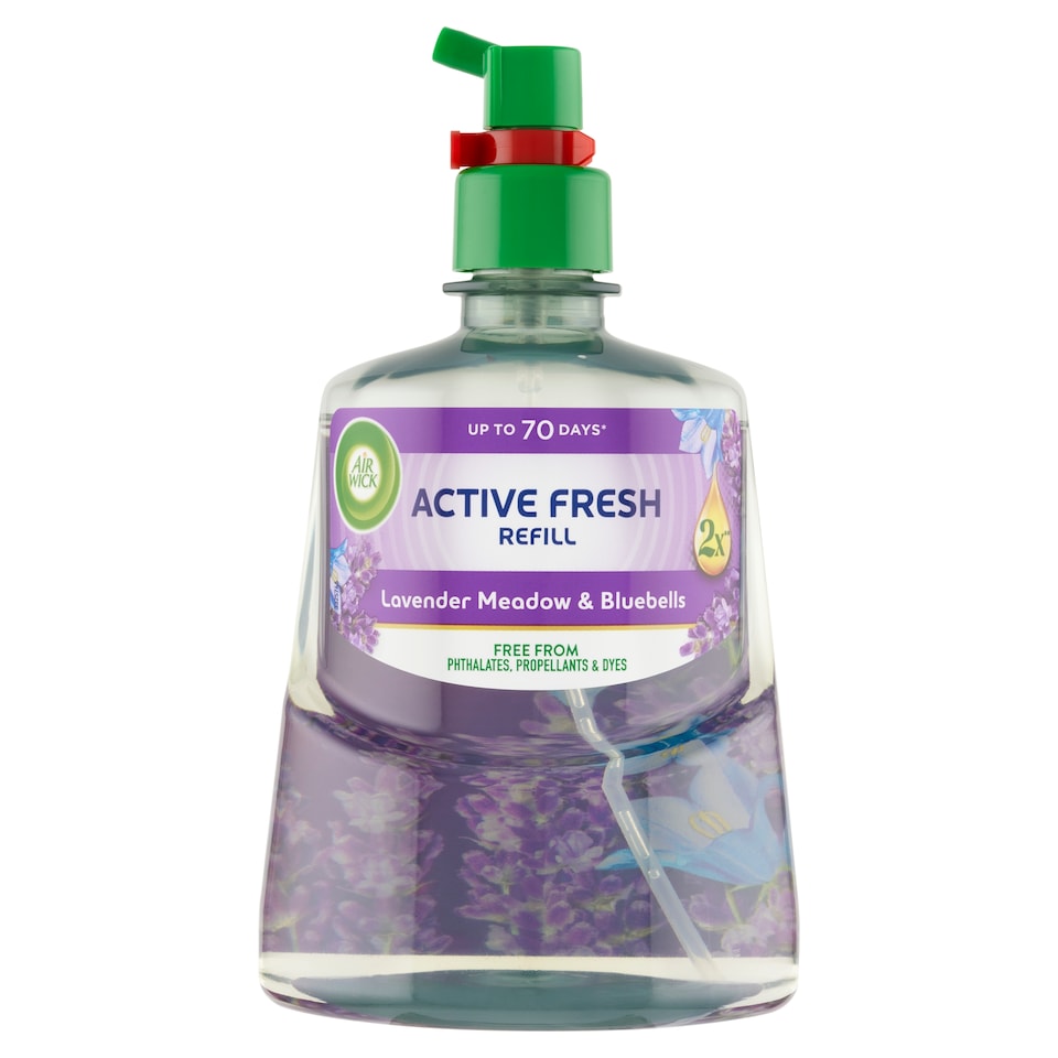 Obrázek 1 pro produkt Air Wick Active Fresh Náplň na vodní bázi do automatického difuzéru levandulová louka a kvítky 228ml