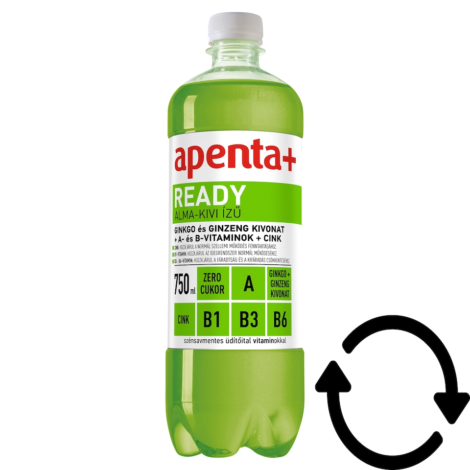 Apenta+ Ready alma-kivi ízű szénsavmentes, energiamentes üdítőital vitaminokkal 750 ml