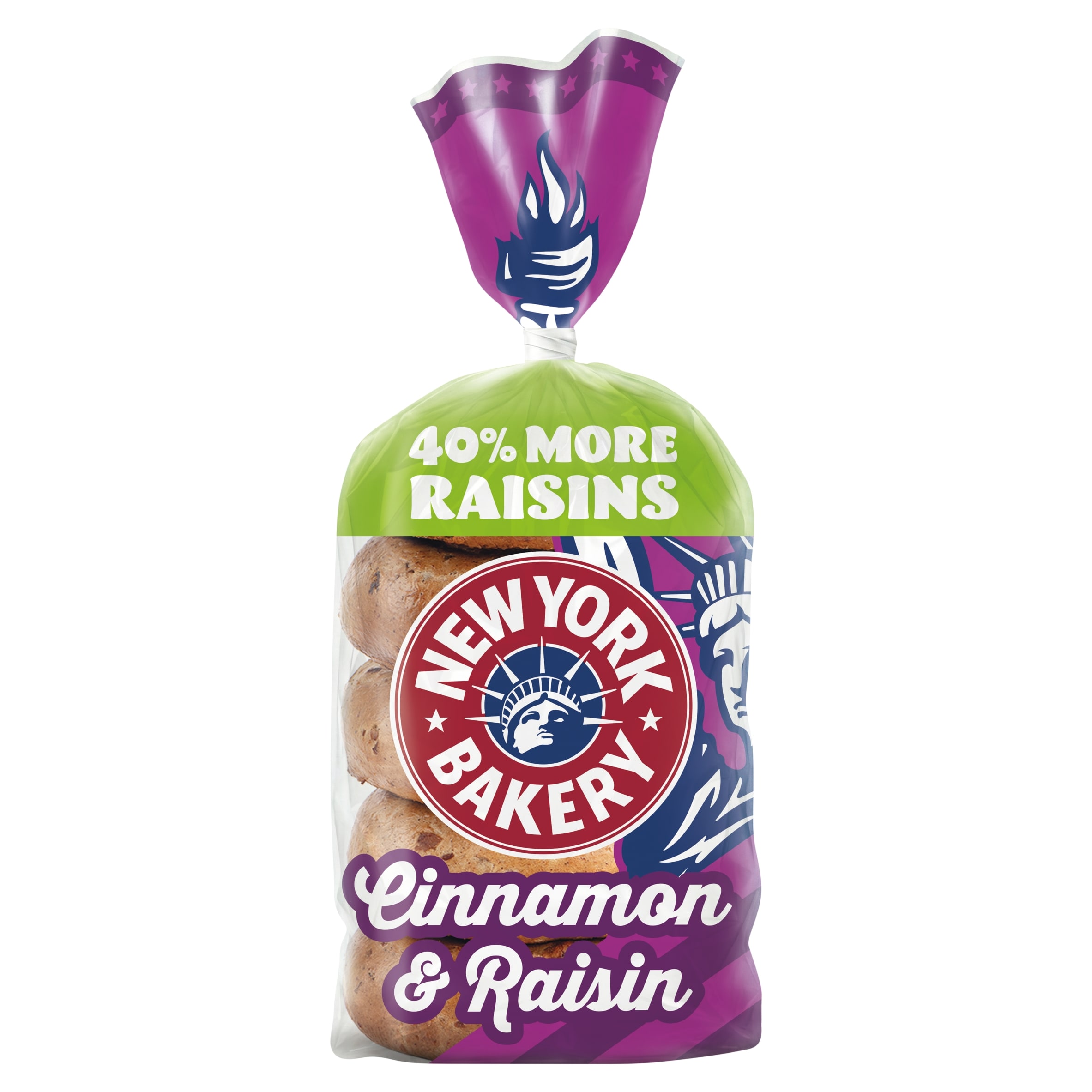 New York Bakery Co Cinnamon & Raisin Bagels 5 Pack