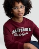 image 2 of F&F Active Girls Cotton Rich Los Angeles Slogan Sweatshirt in Burgundy