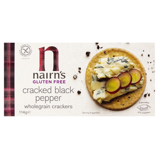 Nairns Gluten Free Cracked Black Pepper Crackers 114G Tesco Groceries