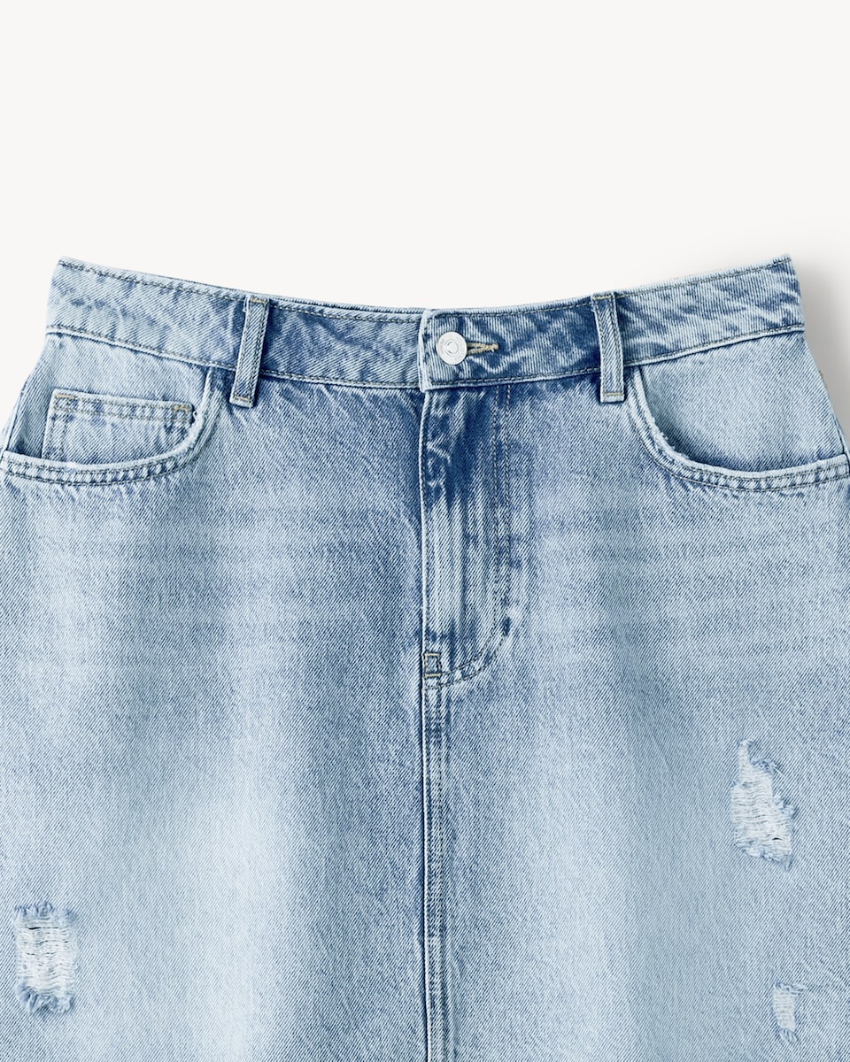 image 1 of F&F Pure Cotton Denim Mini Skirt in Blue