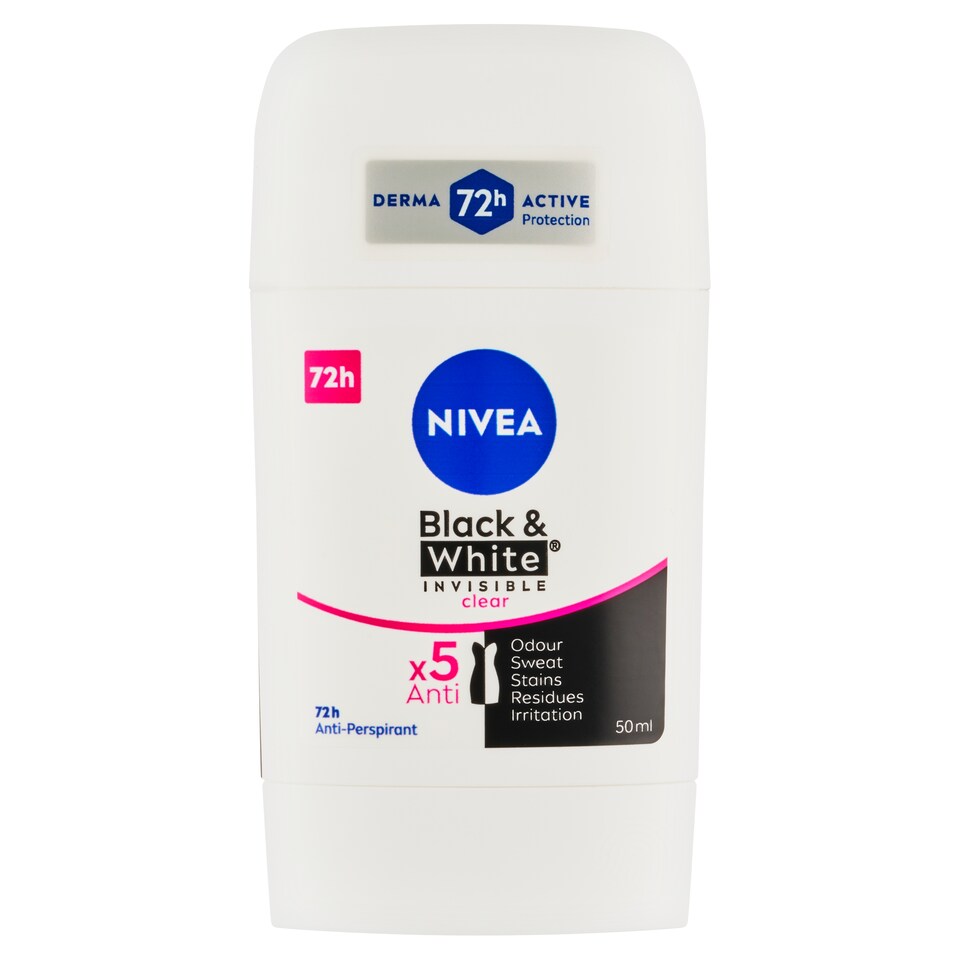 obrázok 1 z Nivea Black & White Invisible Clear Tuhý antiperspirant 50 ml