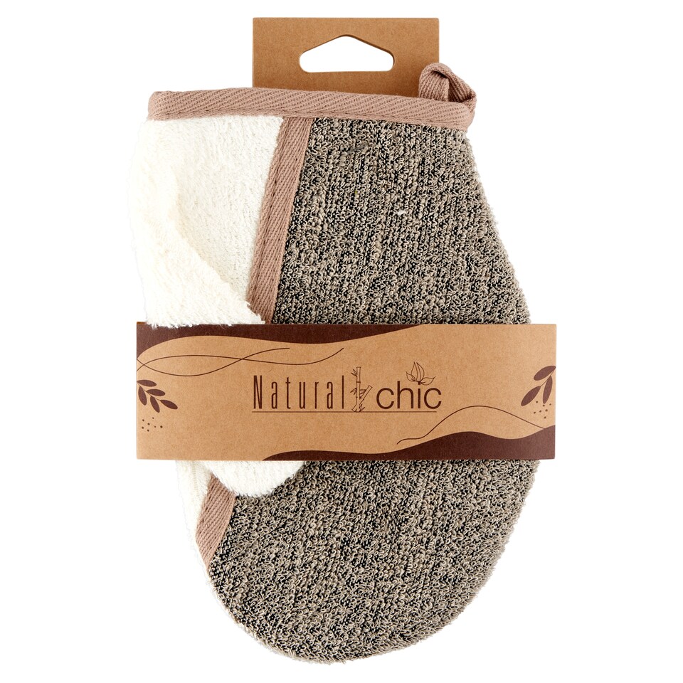 Natural Chic Masážní a peelingová rukavice na tělo z ramie a bambusu