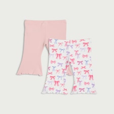 F&F Baby 2-Pack Cotton Rich Flared Leggings in Pink