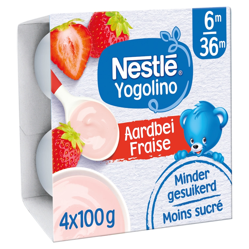 Nestlé Yogolino tejalapú epres bébidesszert 6+ hó 4 x 100 g (400 g)  1. kép