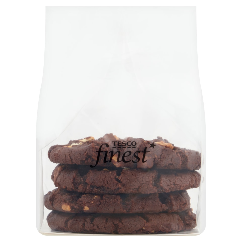 Tesco Finest Triple Belgian Chocolate 4 Pack Cookies