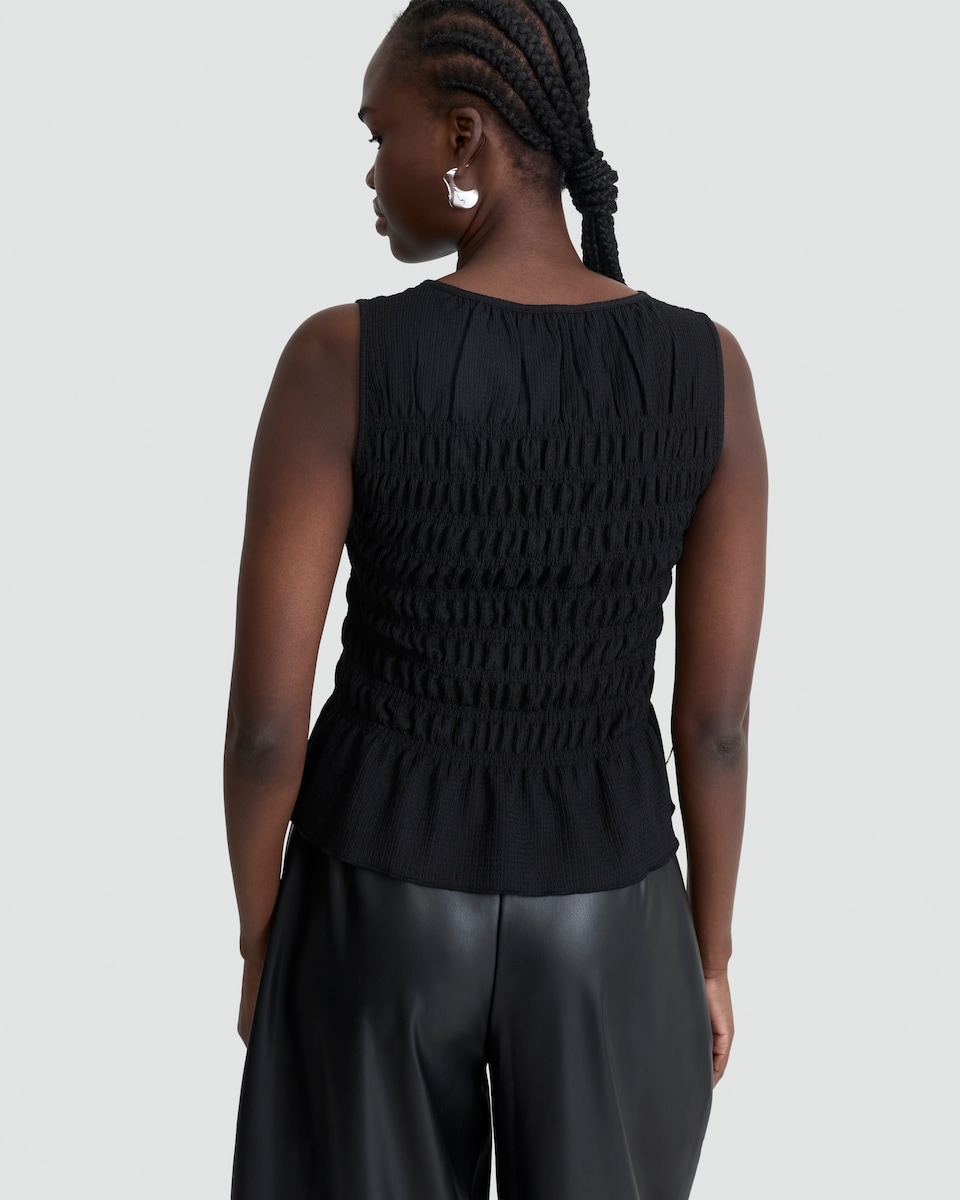 image 1 of F&F Textured Sleeveless Smock Top in Black
