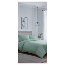 West Park Hotel Green Satin Check Duvet Set Superking