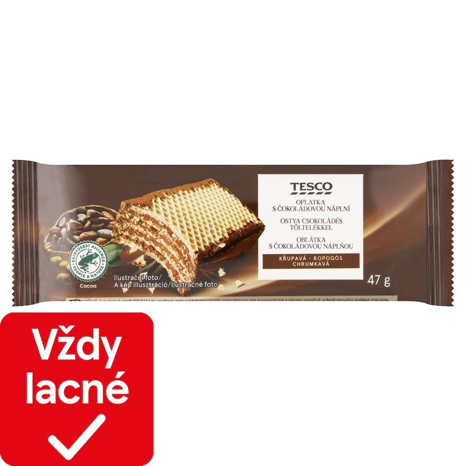 Tesco Oblátka s čokoládovou náplňou 47 g