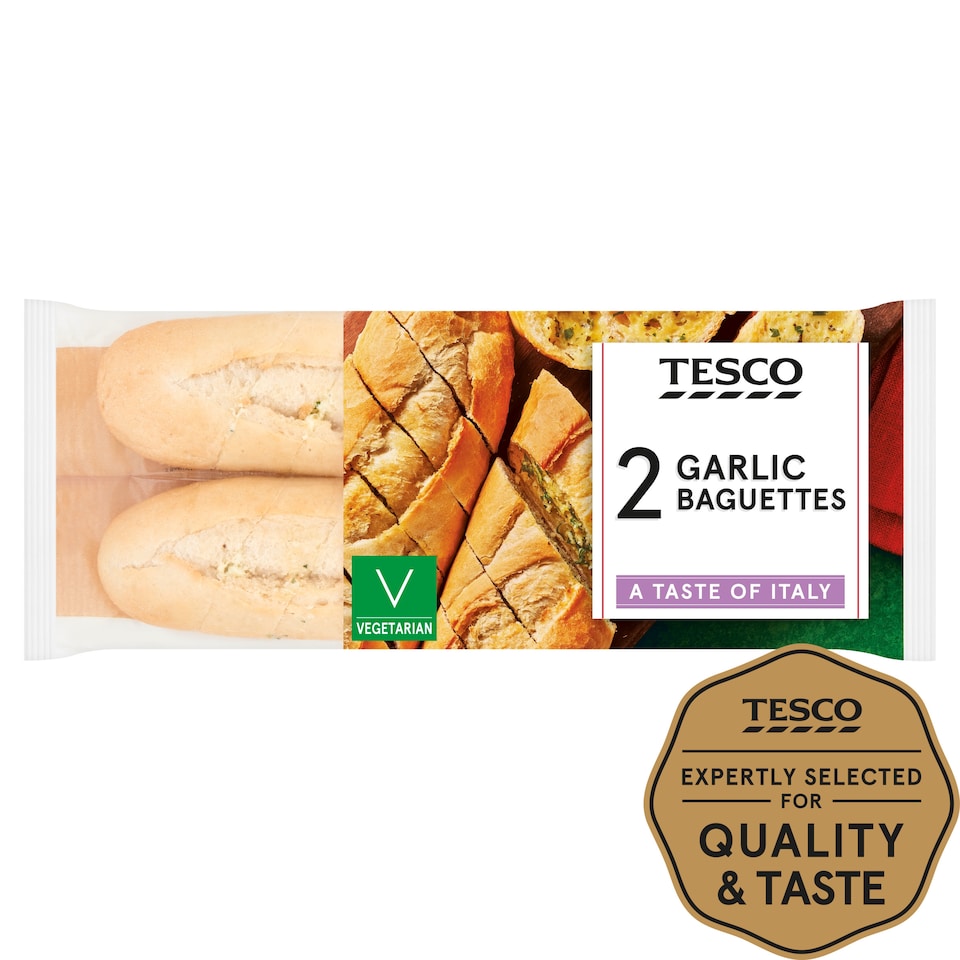 Tesco 2 Garlic Baguettes 410g