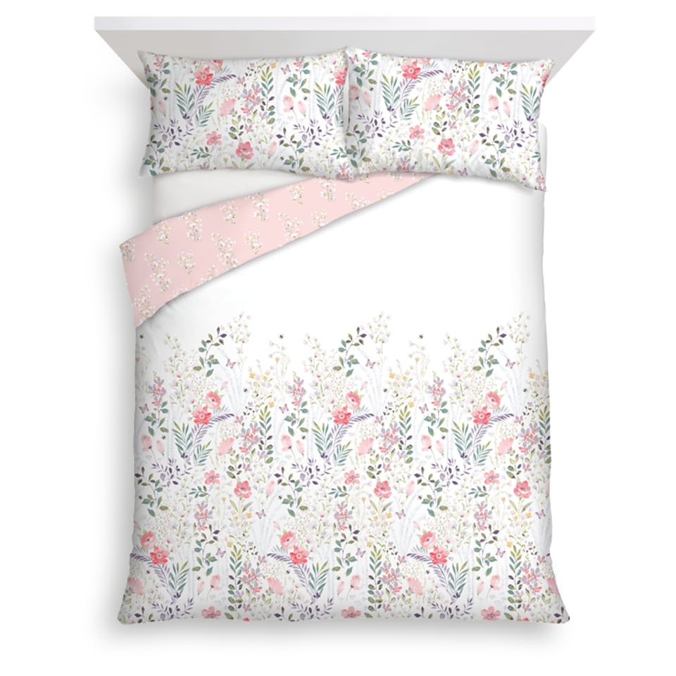 TESCO PRETTY FLORAL DUVET SET DOUBLE