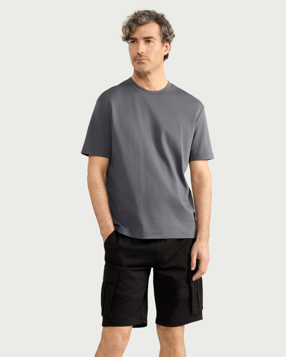 image 1 of F&F Cotton Rich Drawstring Cargo Shorts in Black