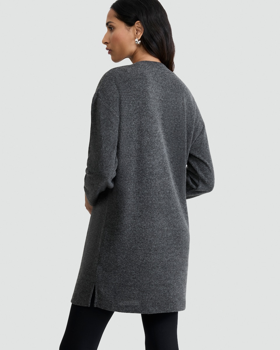 image 1 of F&F Diamanté Embellished Long Sleeved Tunic in Grey
