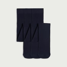 F&F Girls 3-Pack Cotton Rich Tights in Navy