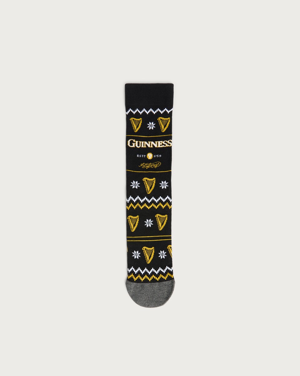 Guinness Cotton Rich Patterned Socks in Black