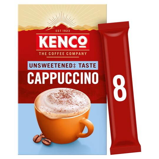 Kenco Instant Cappuccino Unsweetened 8 Sachets 88.8G Tesco Groceries
