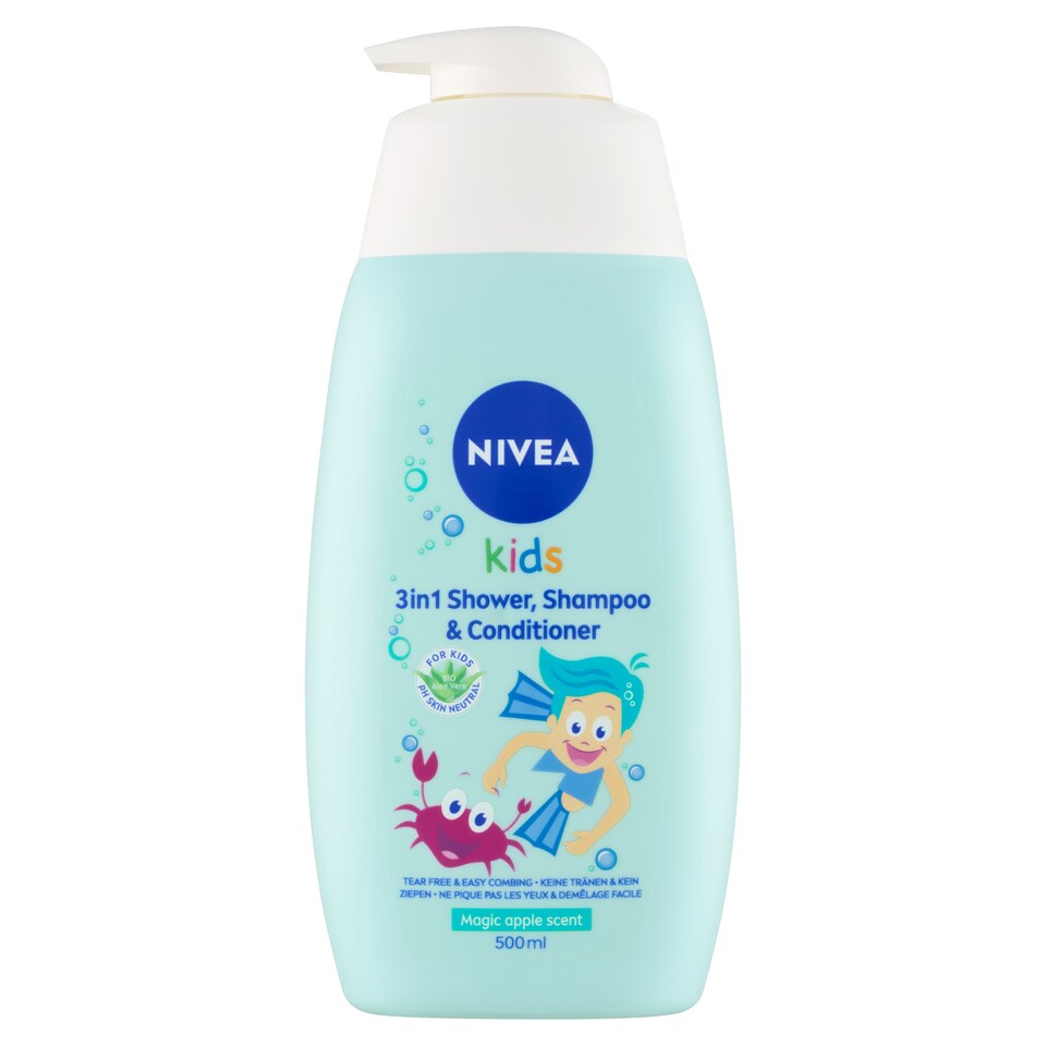 obrázok 1 z Nivea Kids Magic Apple Scent Detský sprchovací gél, šampón a kondicionér 3 v 1 500 ml