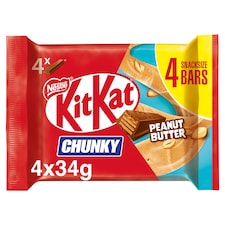 Kit Kat Chunky Peanut Butter Chocolate Snacksize Bar Multipack 34g 4 Pack