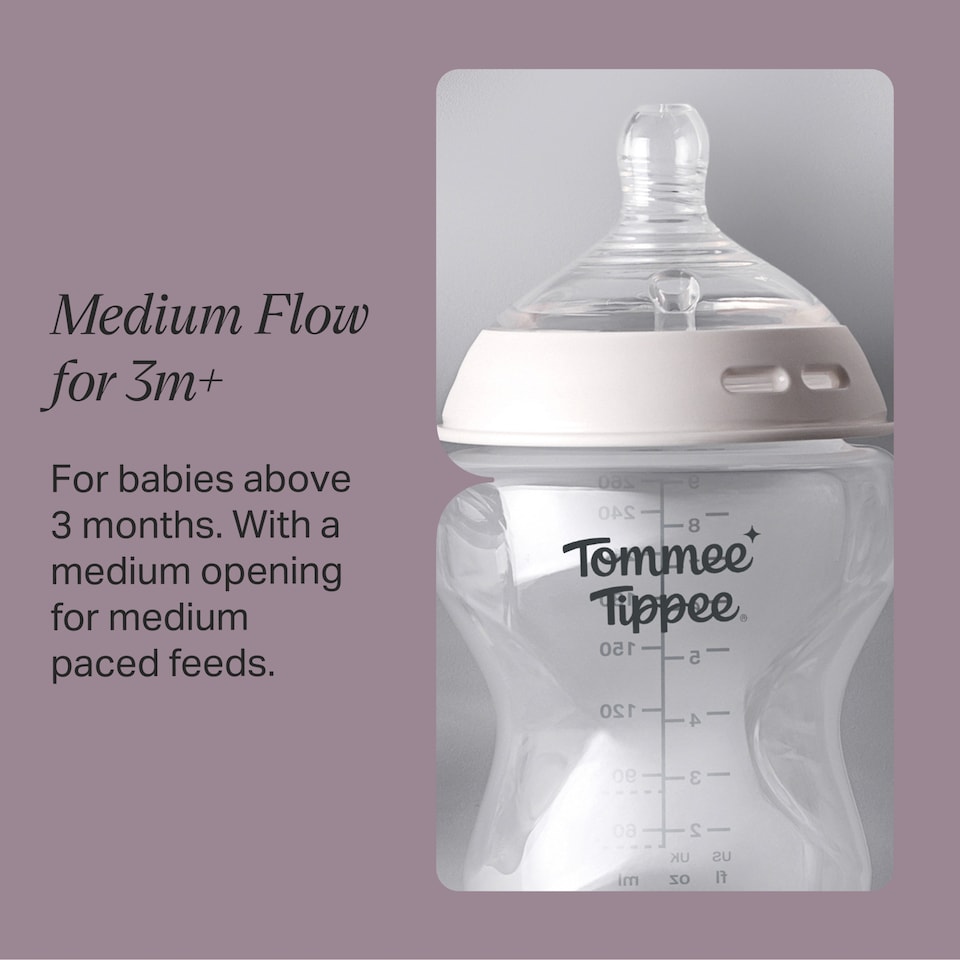 image 1 of Tommee Tippee Natural Start Baby Bottle Teats Medium Flow 3m+ 2 Pack