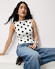 image 1 of F&F Polyamide Polka Dot Vest in Multi White