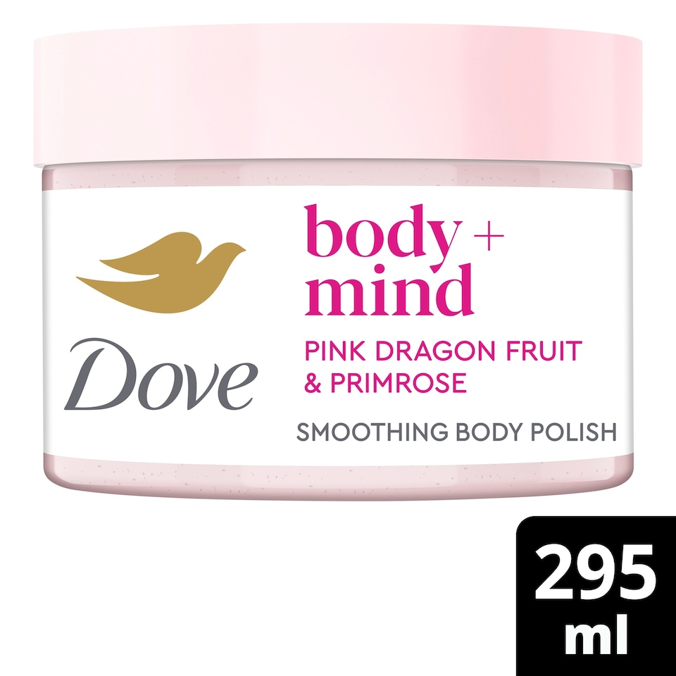 image 1 of Dove Body + Mind Dragonfruit & Primrose Bath Scrub 295ml