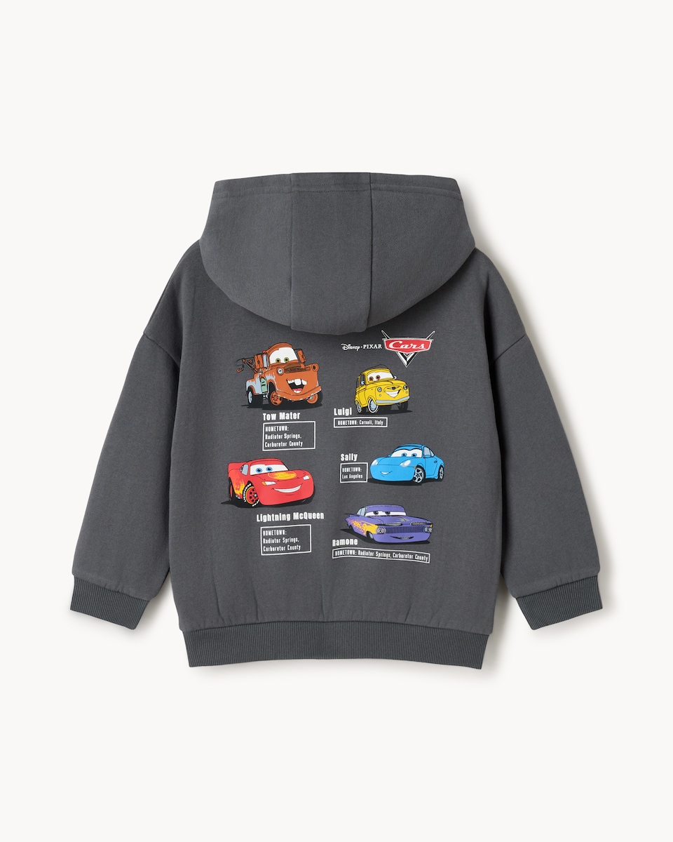 image 1 of Disney Cars Cotton Rich Hoodie in Grey