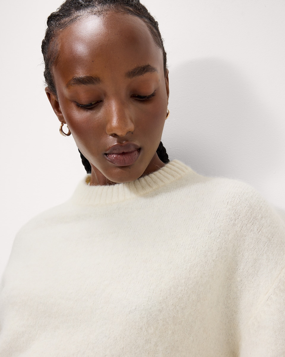 image 1 of F&F Alpaca Wool Blend Crew Neck Jumper in Cream
