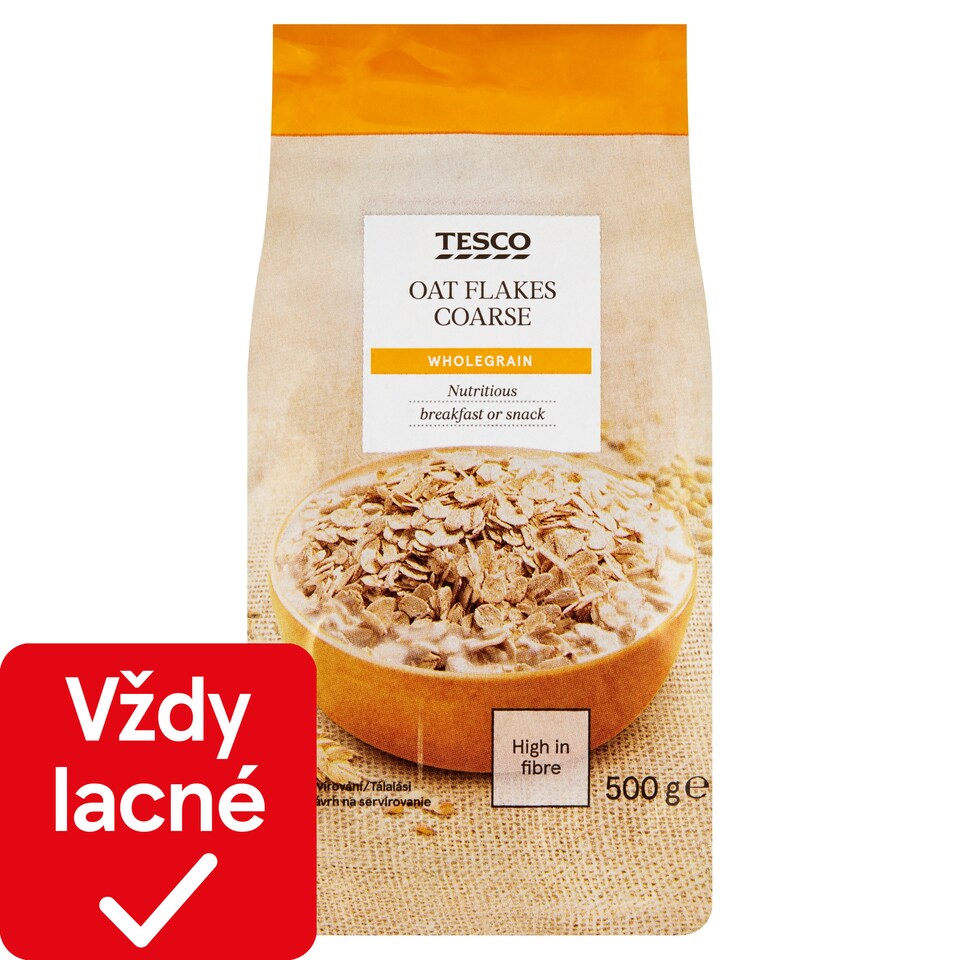 Tesco Celozrnné ovsené vločky, hrubé 500 g