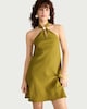 image 2 of The F&F Edit Beaded Halter Neck Mini Dress in Olive