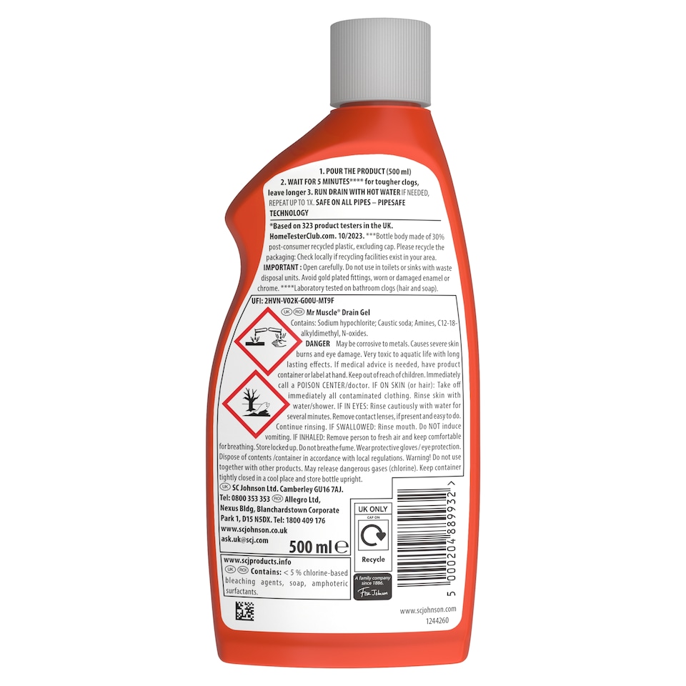 image 1 of Mr Muscle Gel Drain & Sink Unblocker 500ml