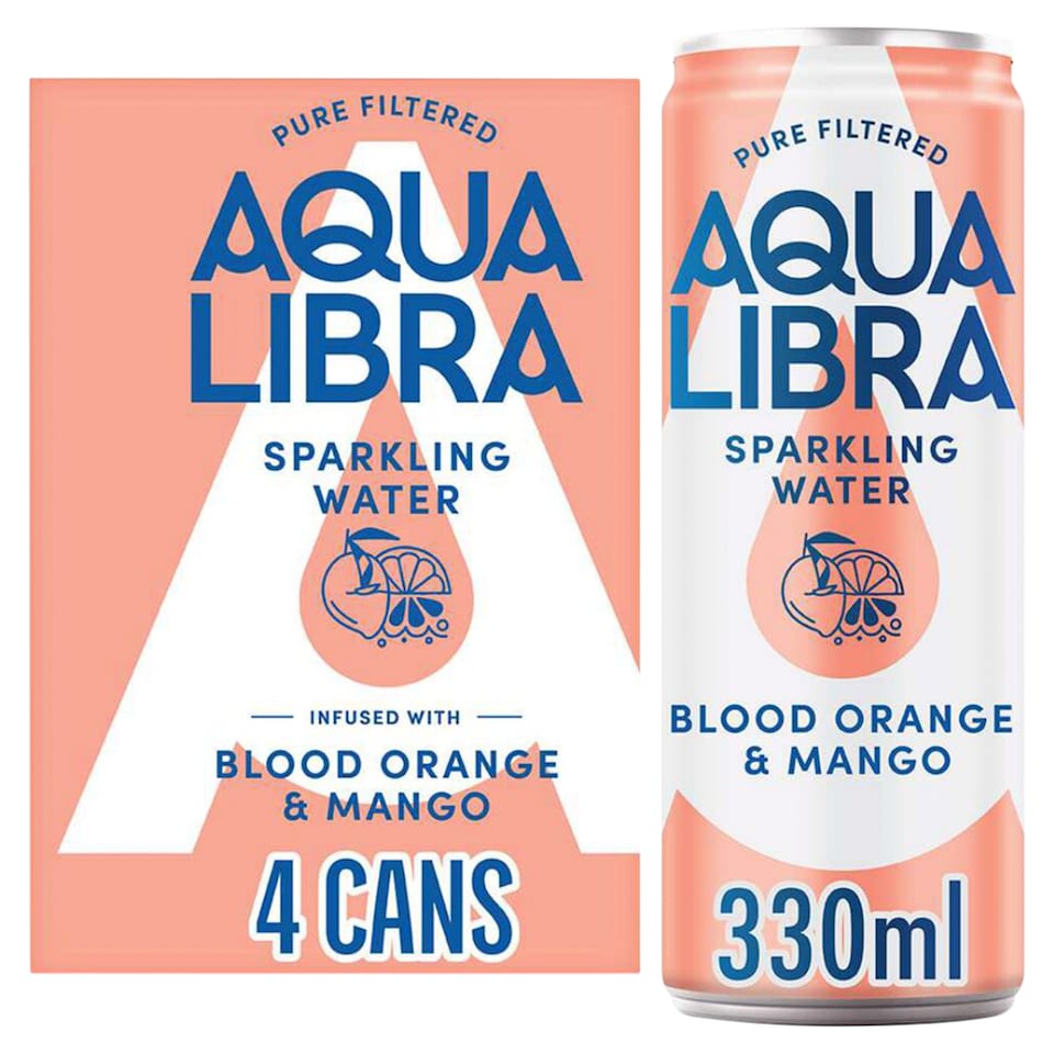 image 1 of Aqua Libra Sparkling Water Blood Orange & Mango 4 x 330ml